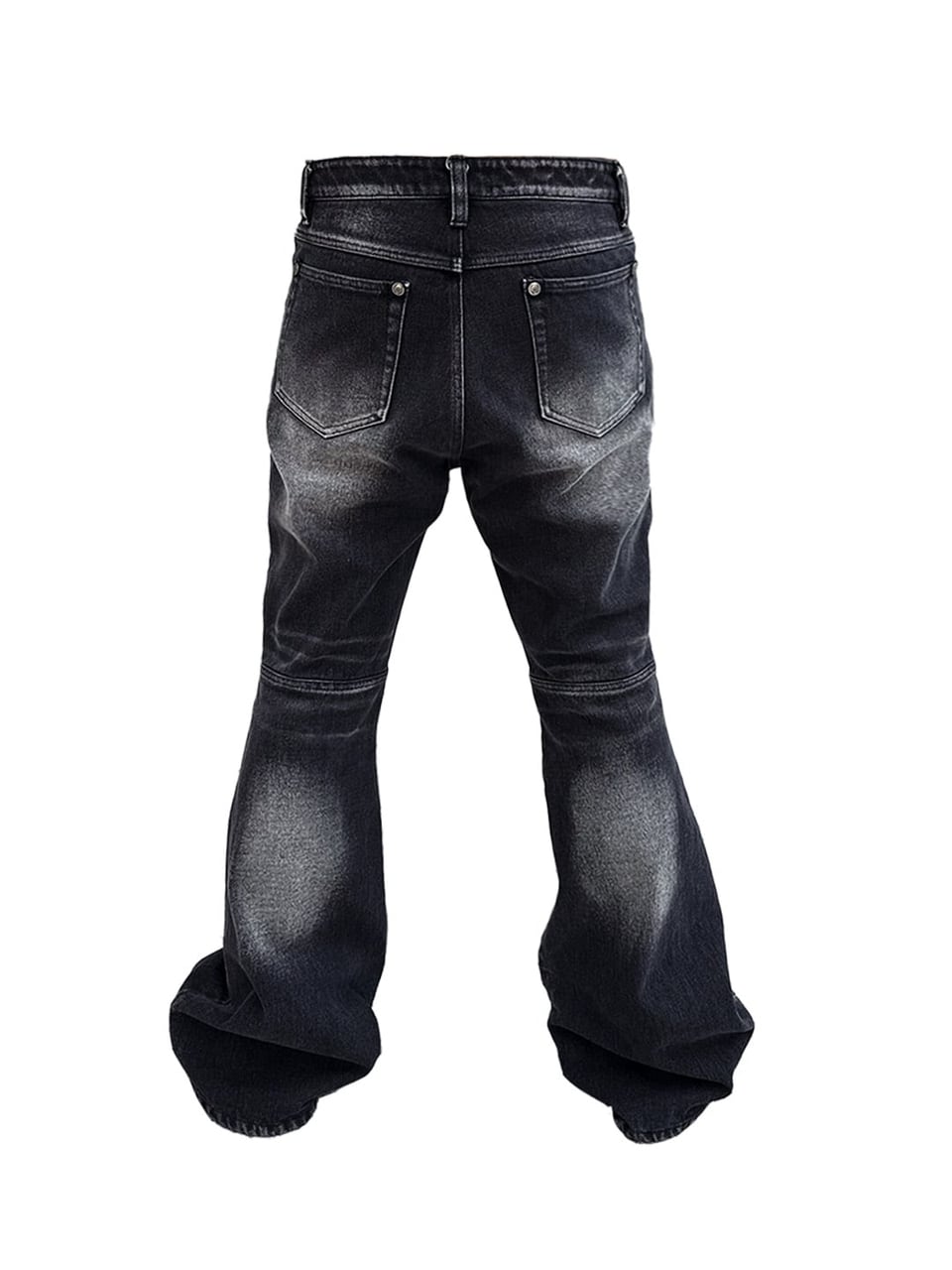 Washed Flared Biker Jeans