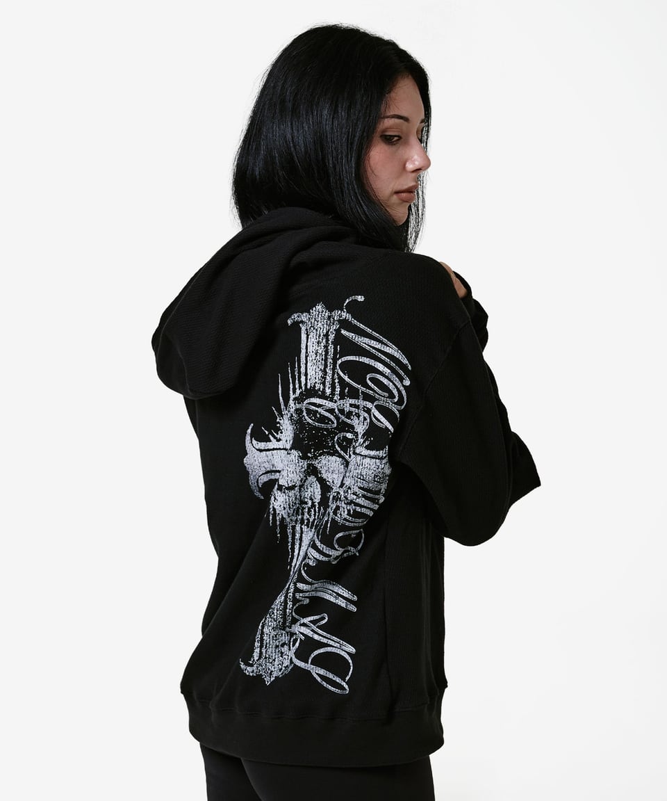 Skull Cross Waffle Hood Zipup