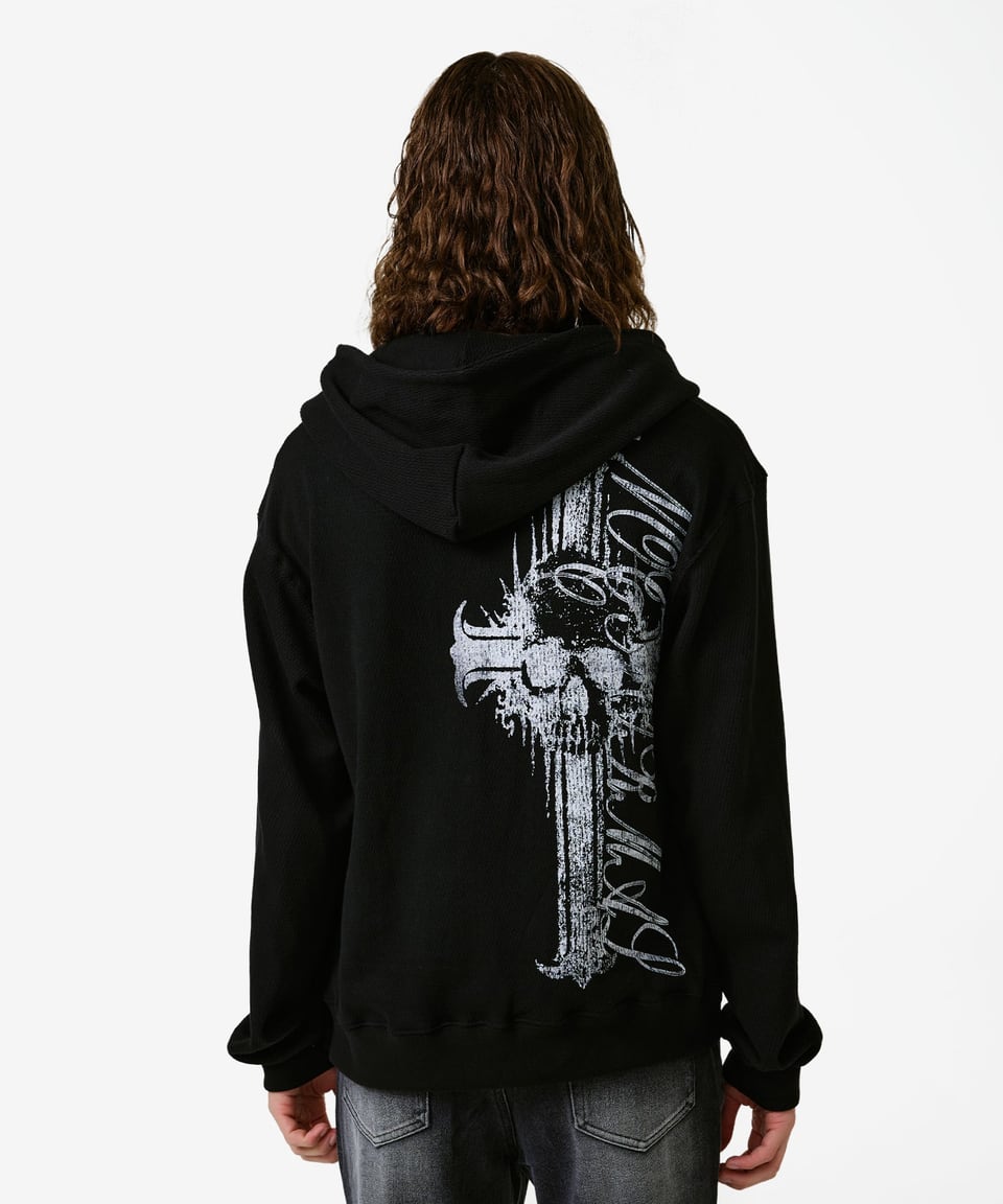 Skull Cross Waffle Hood Zipup