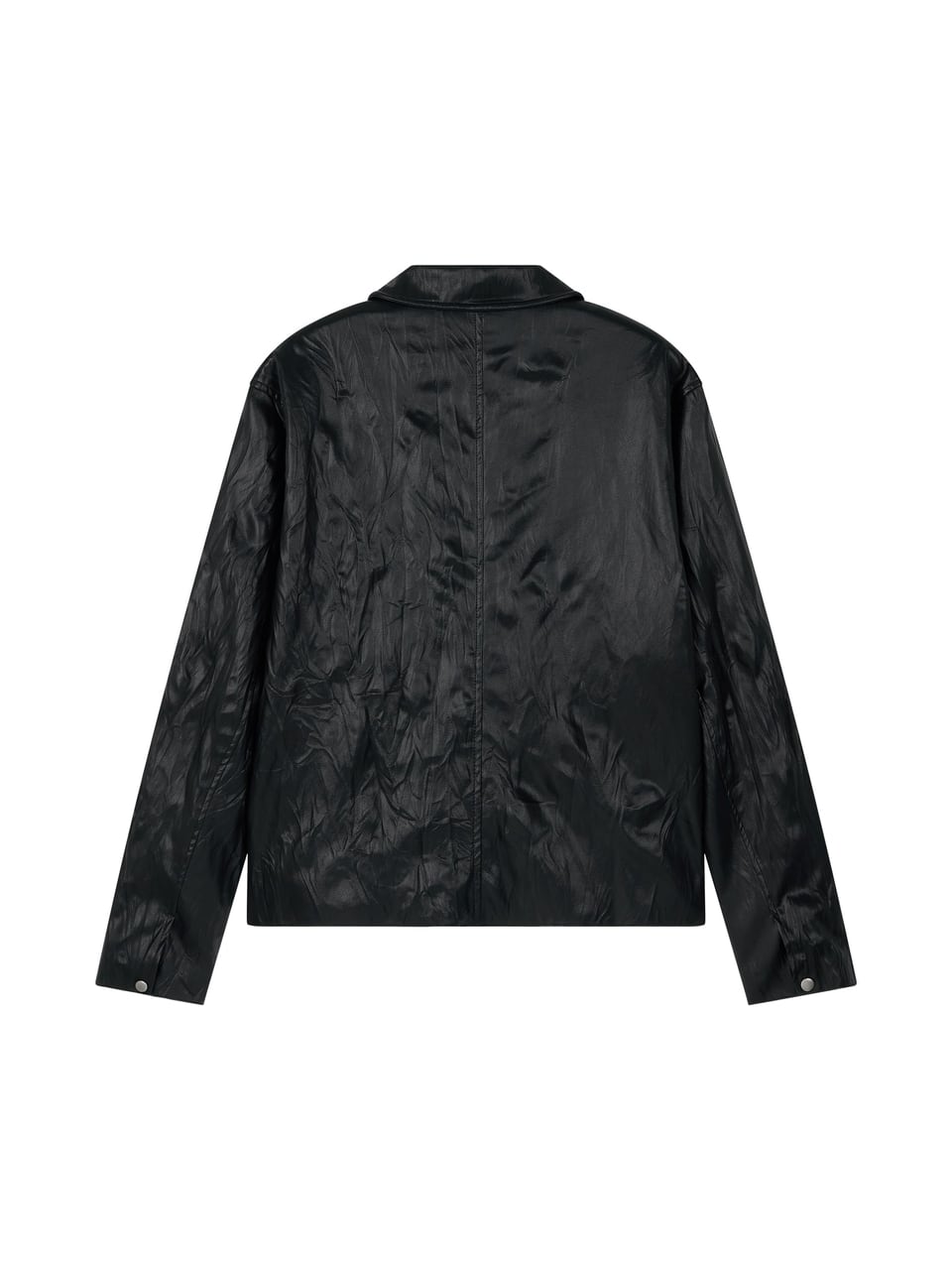 FAUX-LEATHER WRINKLED JACKET (BLACK)
