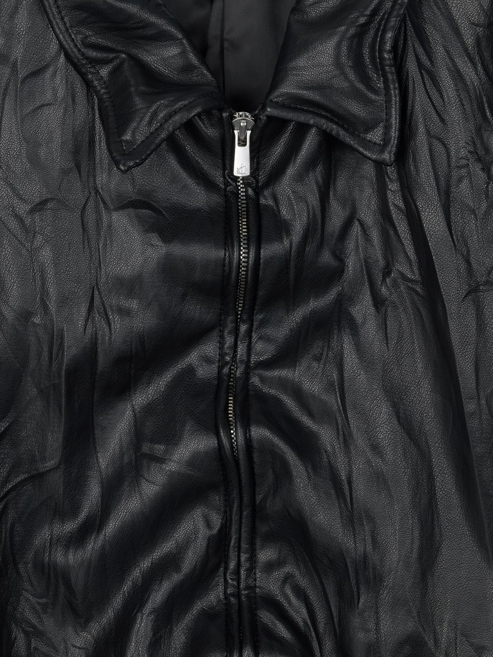 FAUX-LEATHER WRINKLED JACKET (BLACK)