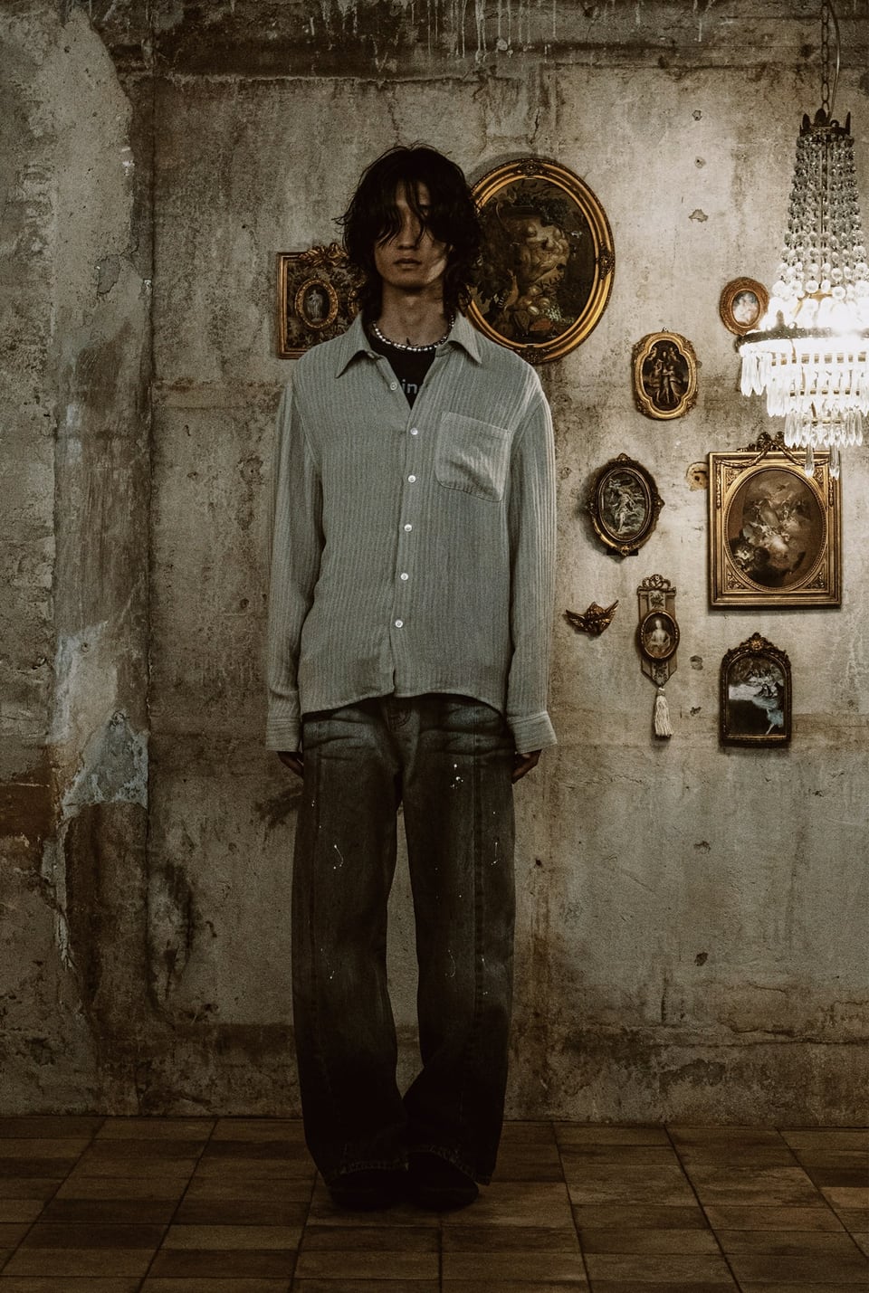 LINEN STRIPE SHIRT (SAND BEIGE)