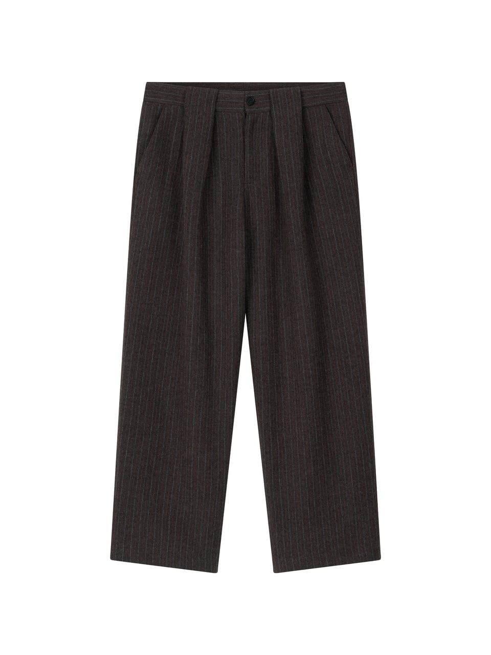 WOOL DOUBLE-TUCK TROUSERS (GRAY)