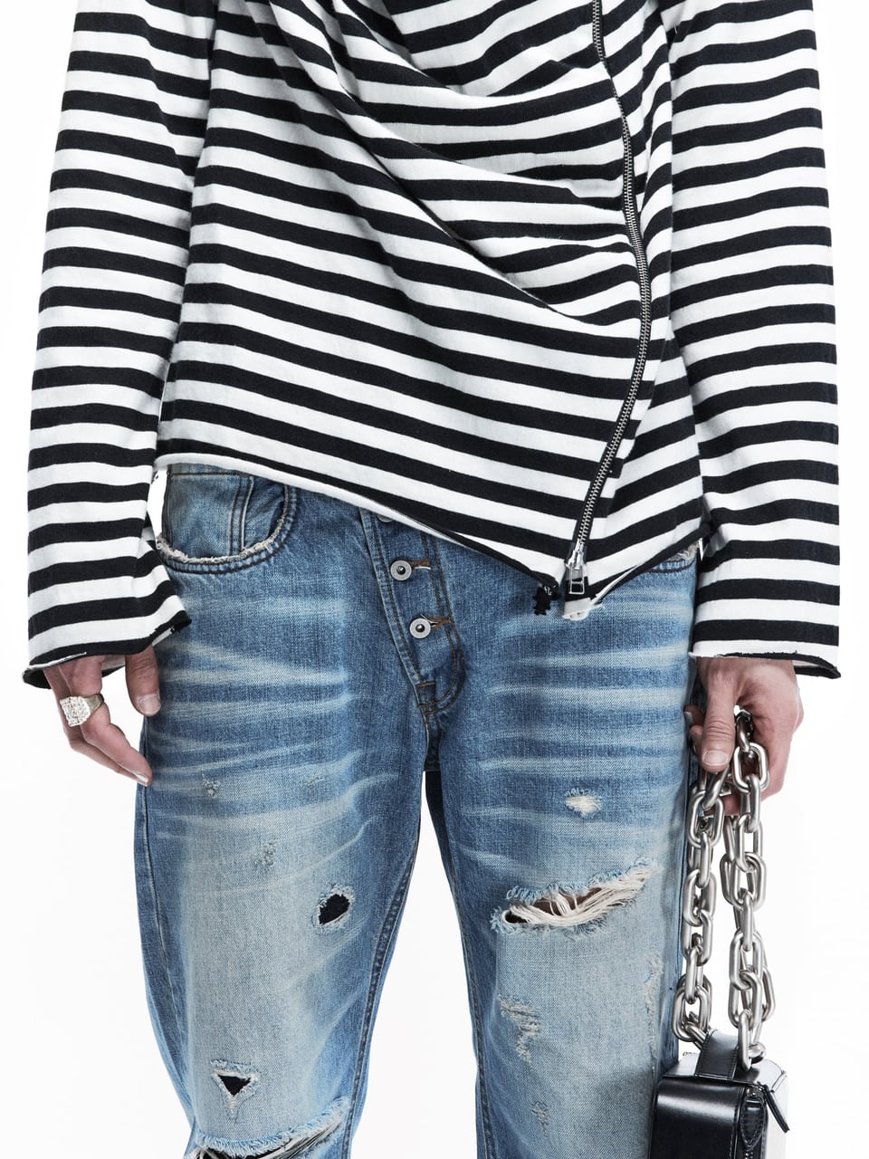 DRAPE ZIP-UP HOODIE (ZEBRA)