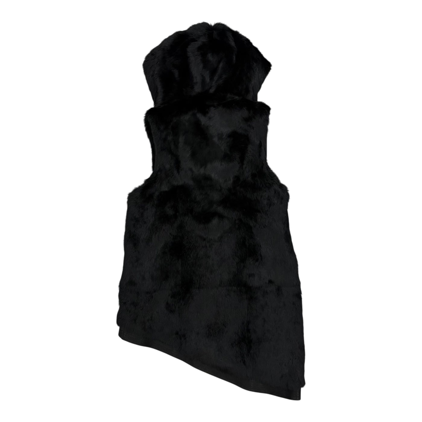 HELMUT LANG goat skin rabbit hair fur hood Vest 상세 이미지 1