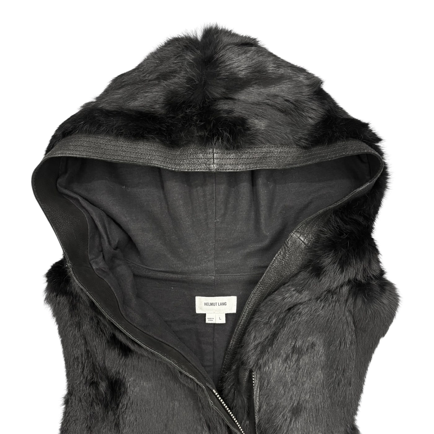 HELMUT LANG goat skin rabbit hair fur hood Vest 상세 이미지 2