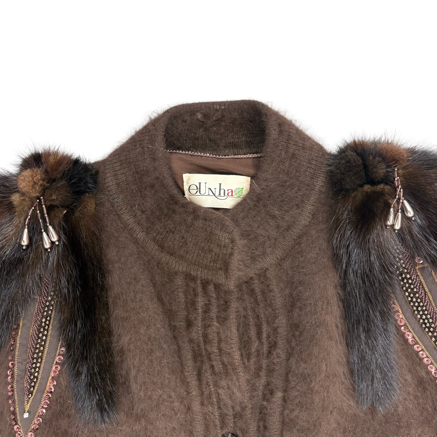eUNha Brown Angora Fur Cardigan 상세 이미지 4