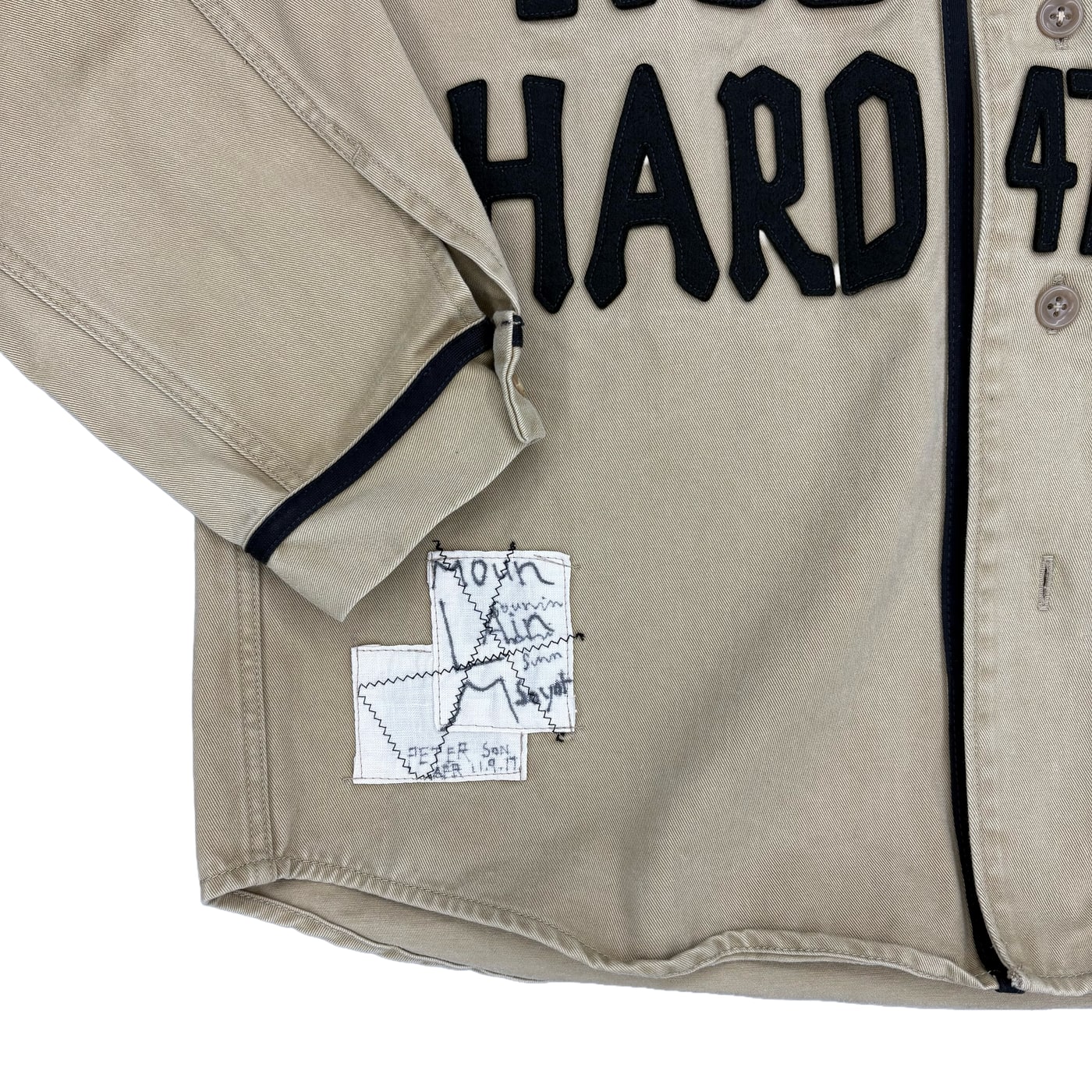 KAPITAL Chino Great Country Damaged Baseball Long Sleeve Shirt Beige 상세 이미지 4