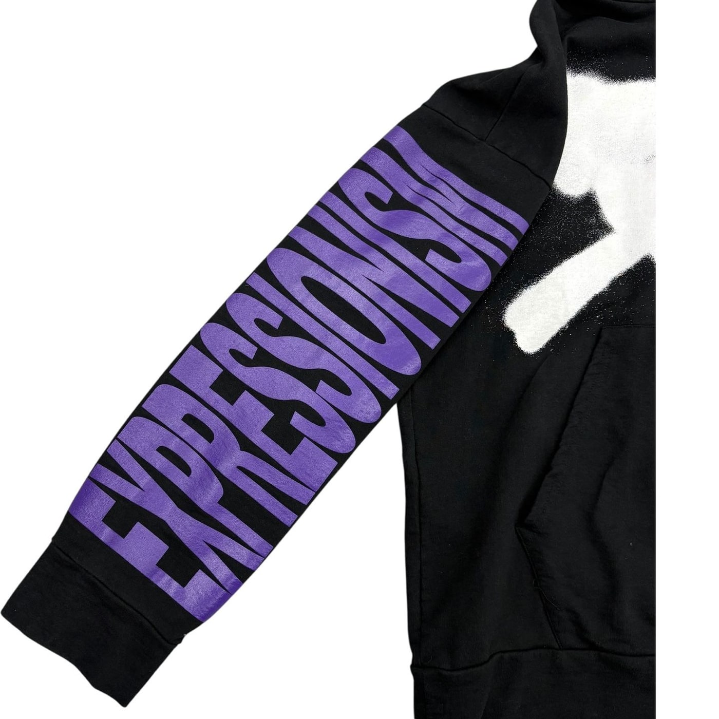 Brashy Black Hoodie with Expression Print 상세 이미지 4