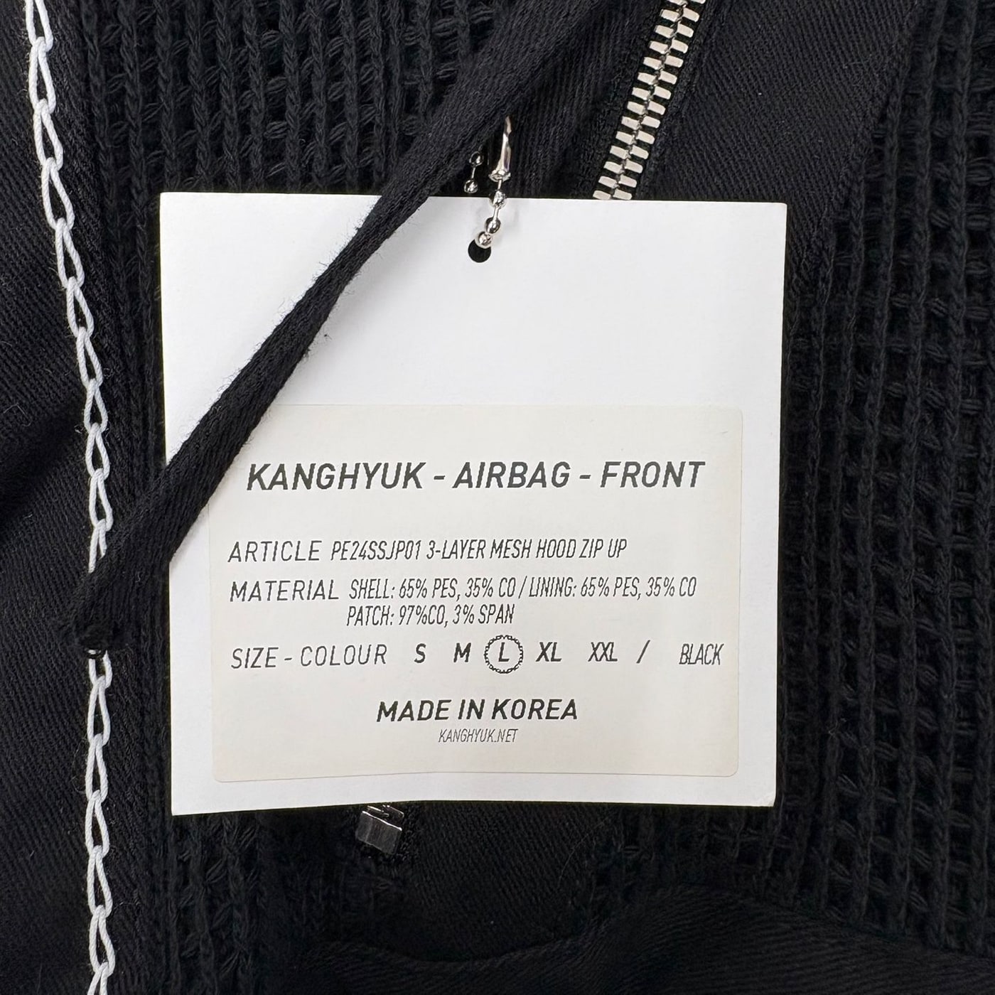 KANG HYUK Black Mesh Hoodie 상세 이미지 5