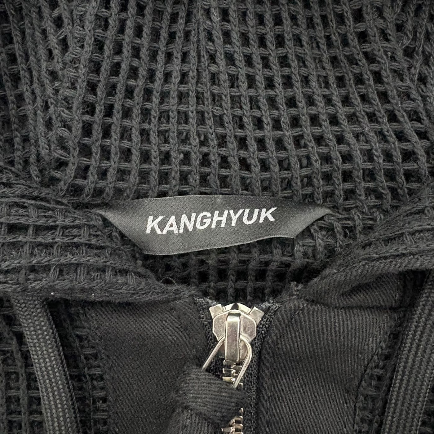 KANG HYUK Black Mesh Hoodie 상세 이미지 2
