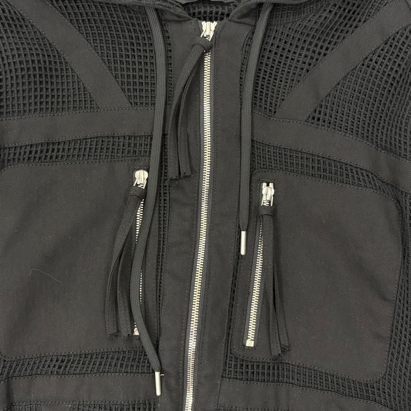 KANG HYUK Black Mesh Hoodie 상세 이미지 3