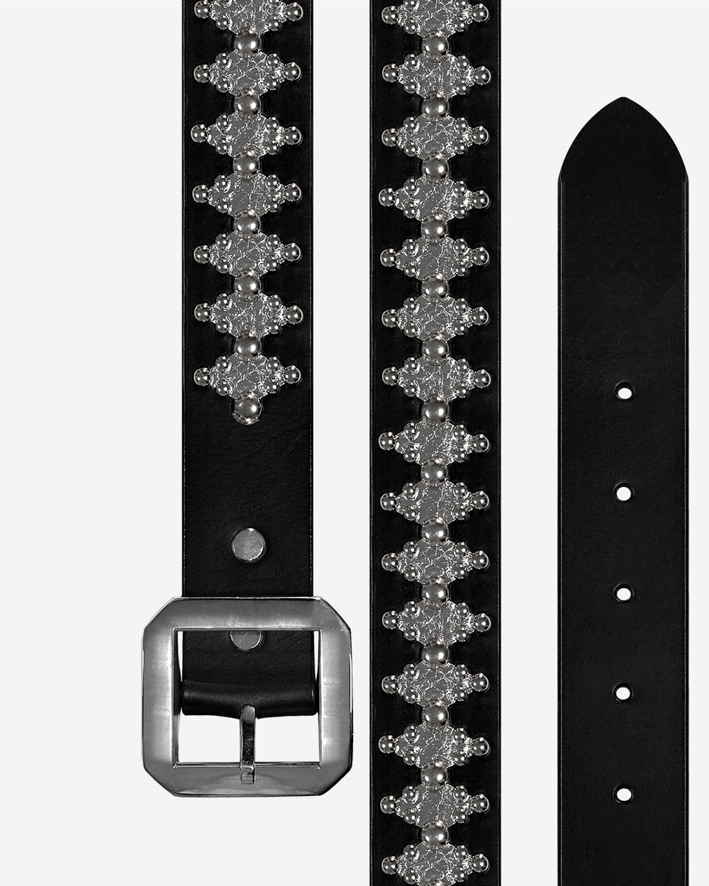 Diamond Scale Leather Belt [Silver] 상세 이미지 1