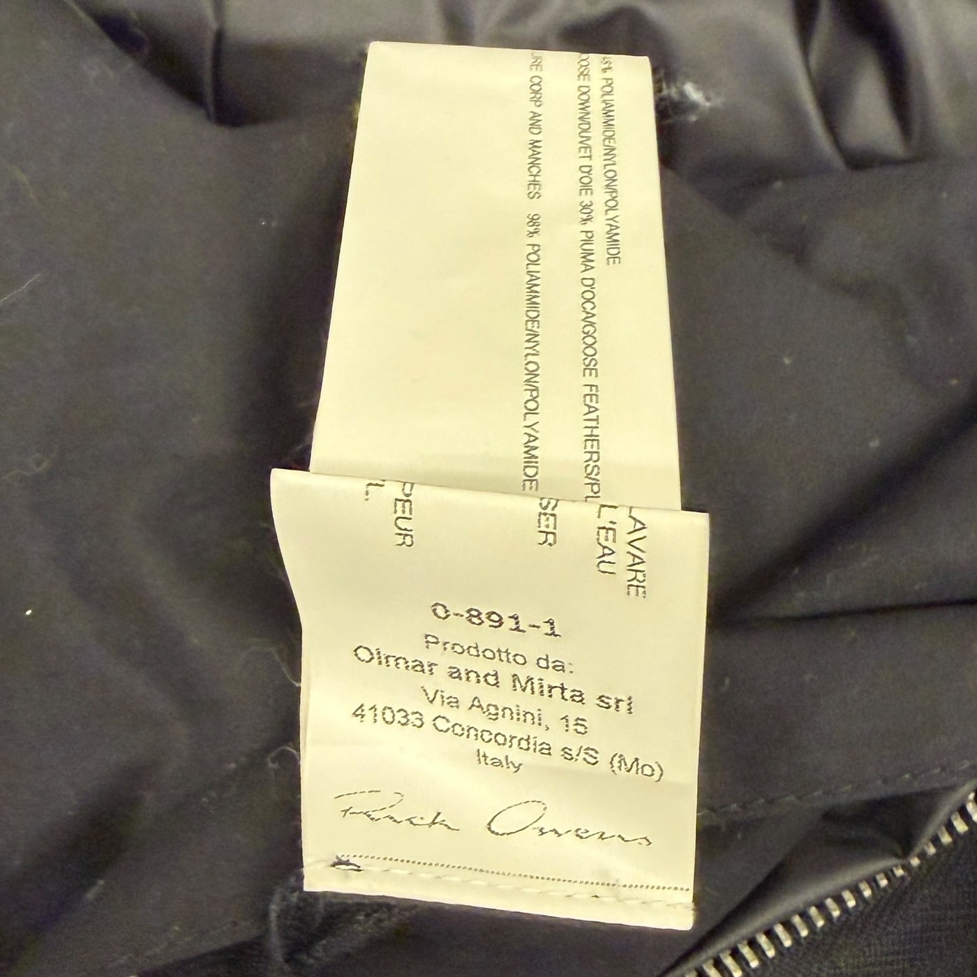 RICK OWENS Men's Black Bomber Jacket 상세 이미지 2
