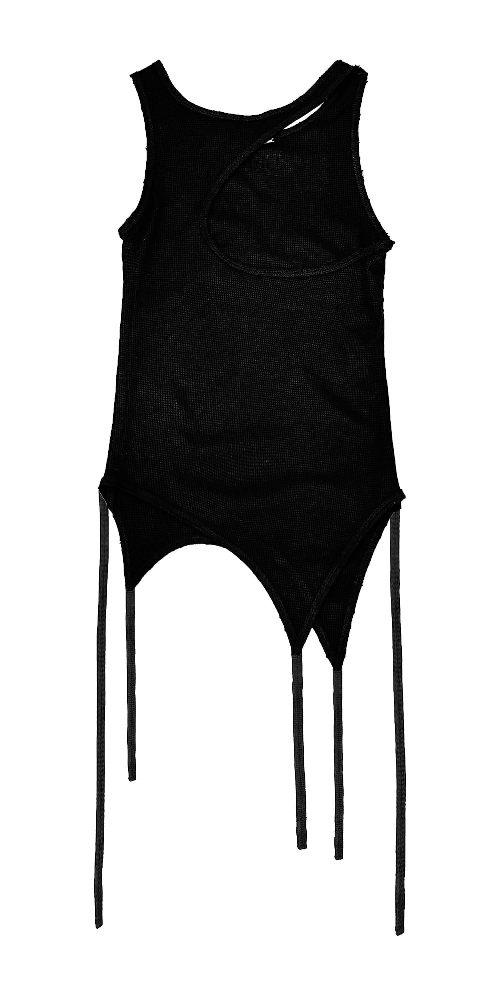 Back Slit Waffle Shirring Top _ Black 상세 이미지 1