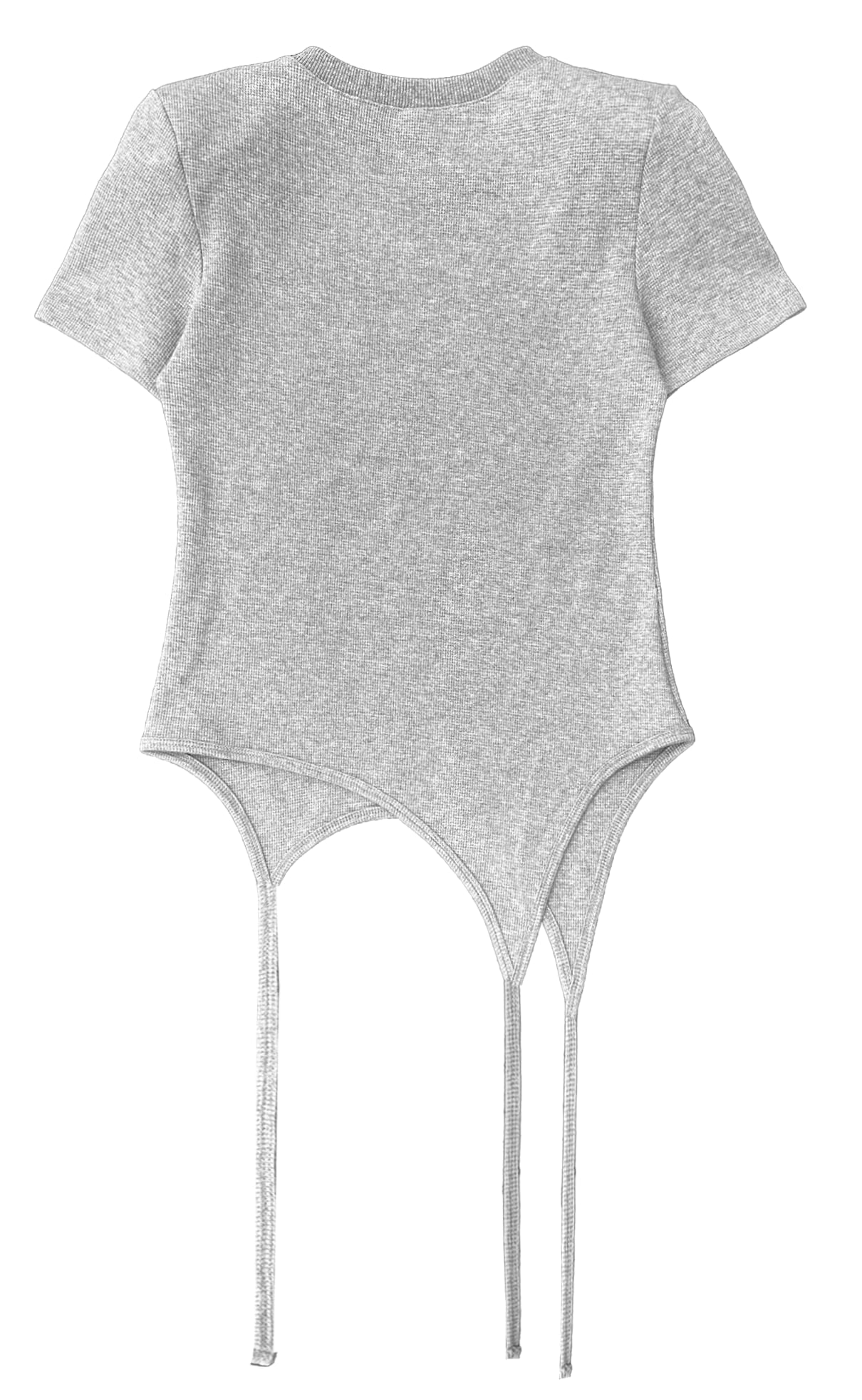 Shoulder-padded waffle T-shirt _ Gray 상세 이미지 1