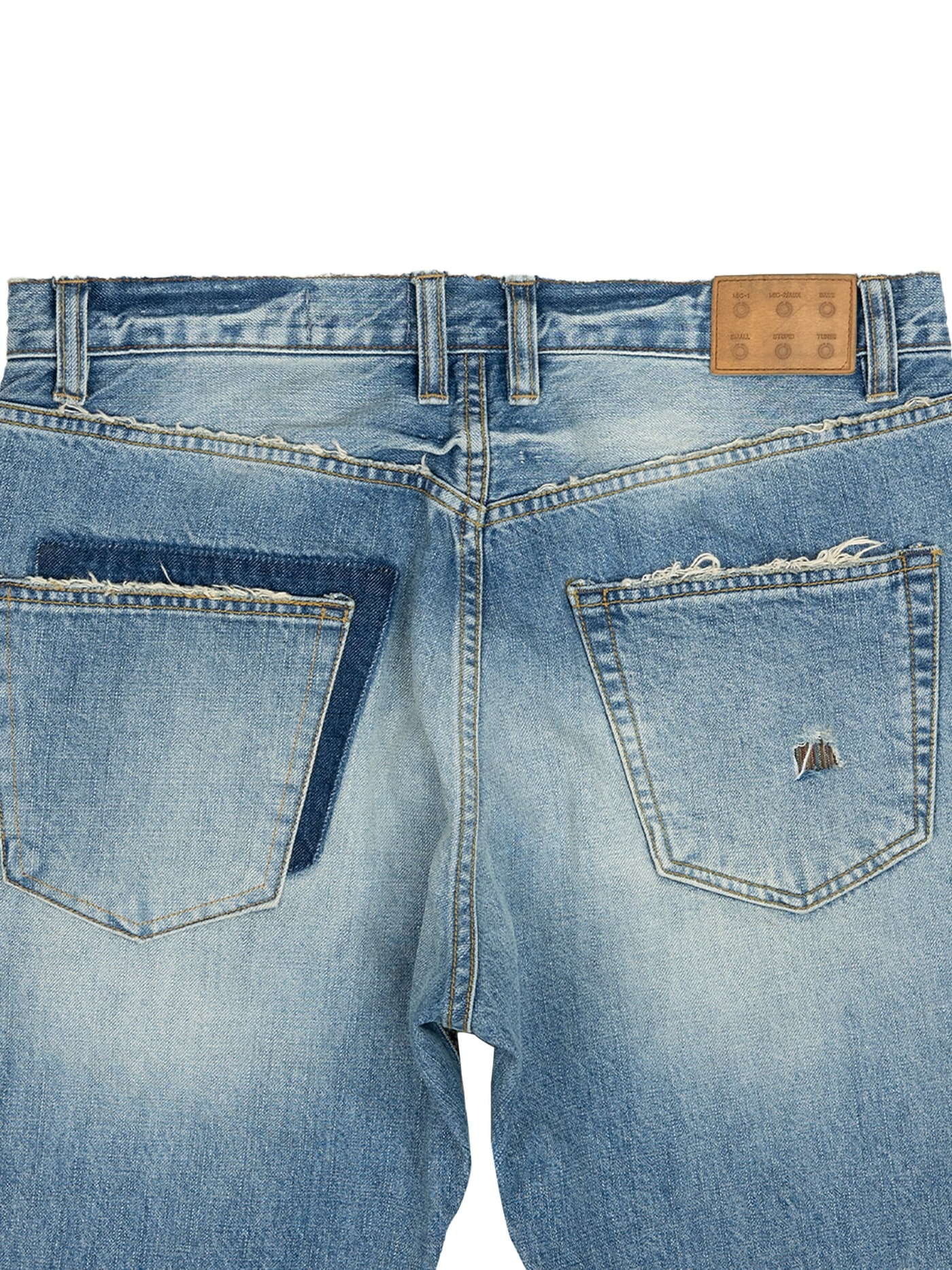 PATCHWORK TWISTED STRAIGHT DENIM PANTS (LIGHT BLUE) 상세 이미지 9