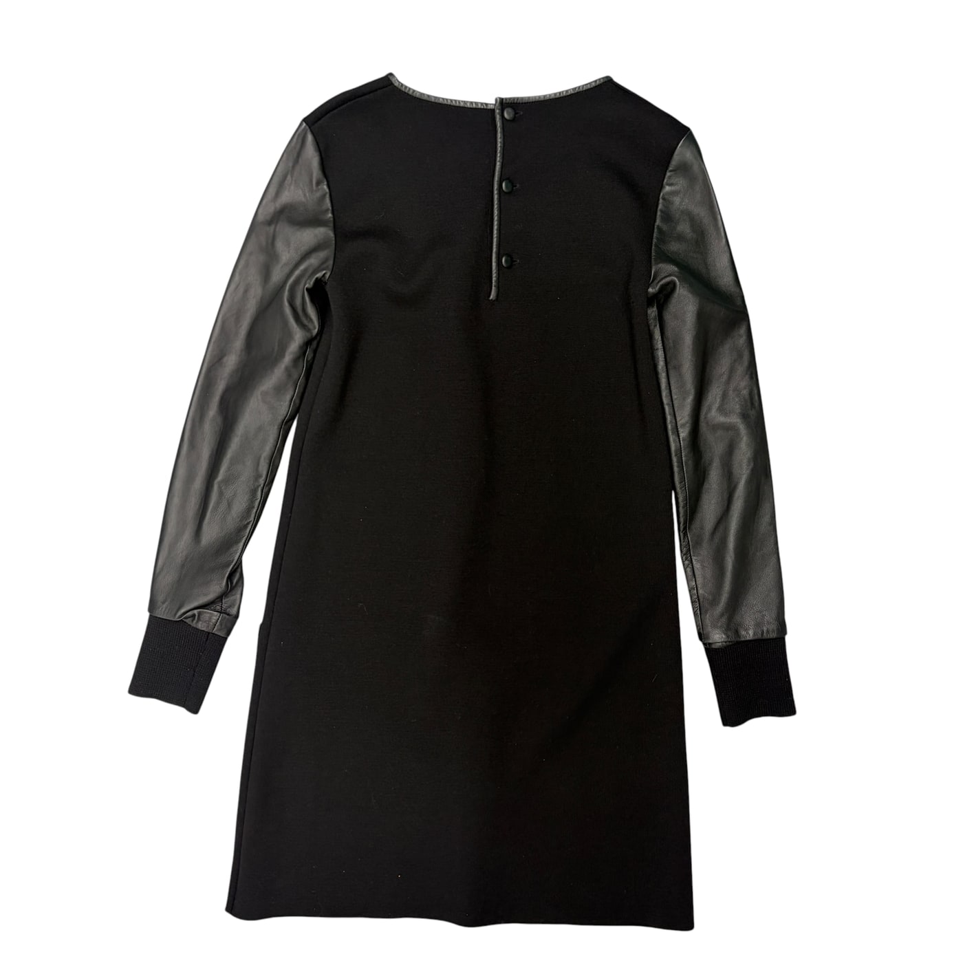 CHRISTIAN DIOR Black Dress with Leather Sleeves 상세 이미지 1