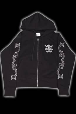 Crystal scale hooded zip-up (Black)
