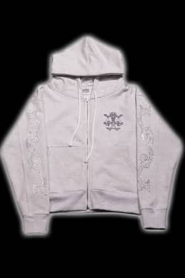 Crystal scale hooded zip-up (White Melange)