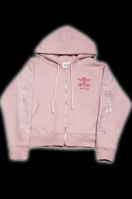 Crystal scale hooded zip-up (Beige Pink)