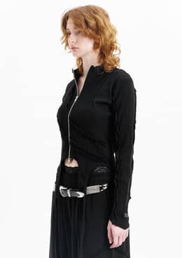 오픈 데키 와플 집업_블랙