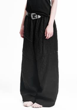 파이핑 절개 스트링 팬츠_블랙 