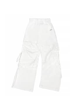 사이드 홀 스트링 언발란스 프릴 팬츠_화이트