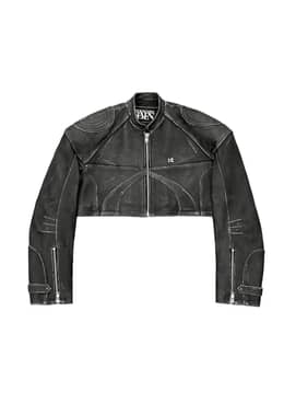 크롭 레이서 빈티지 양가죽 자켓 