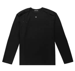 절개 데끼 큐빅 오버사이즈 핏 긴팔 티셔츠_블랙